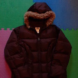 Down feather puffer jacket with faux fur hood, 2X, Never used